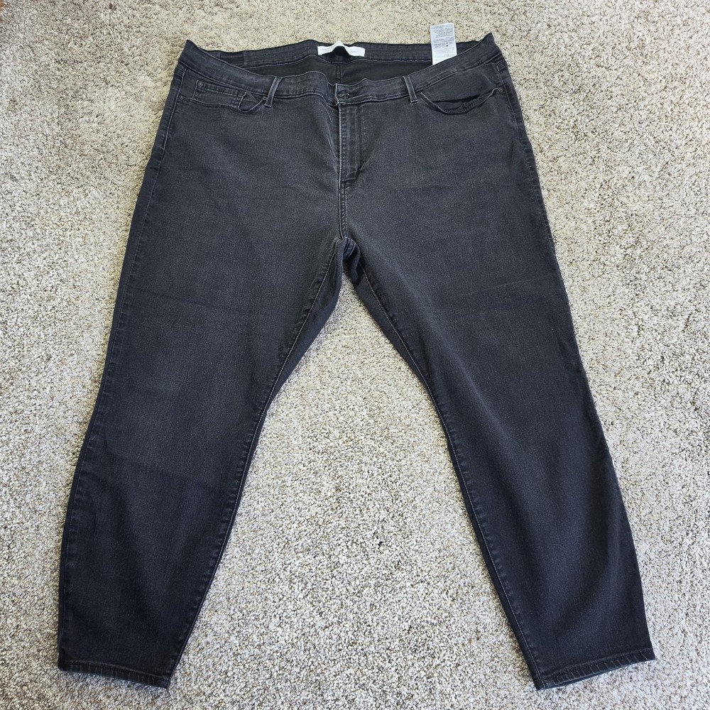 Levi Strauss Jeans Womens 24 Short Plus Size Black Mid Rise Skinny 42x25